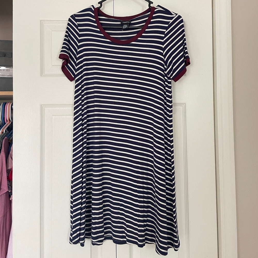 Navy & White T-Shirt Dress